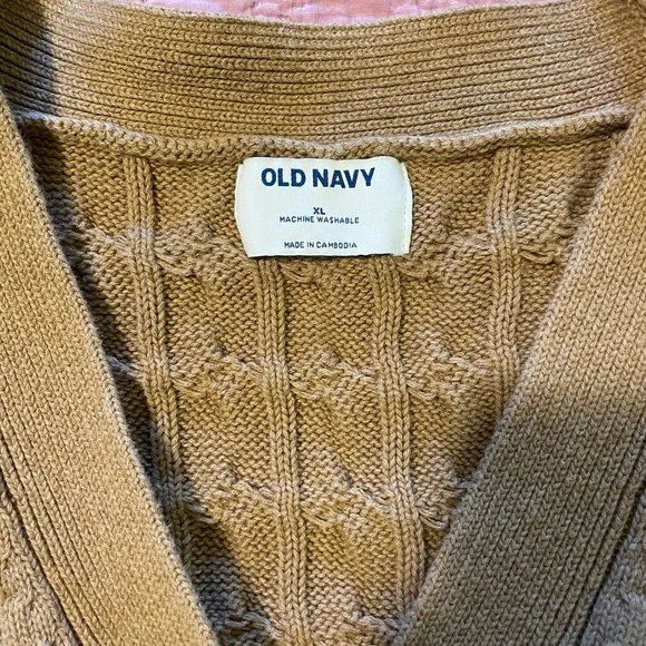 Old Navy Women's Tan Cable Knit Cardigan XL - Picture 3 of 7